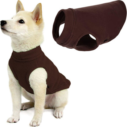 Picture of Gooby Stretch Fleece Vest Dog Sweater - Warm Pullover Fleece Dog Jacket - Winter Dog Clothes for Small Dogs, Large Dogs, Boy or Girl - Soft, Super Stretchy Fleece Vest Dog Sweater - Brown, Medium
