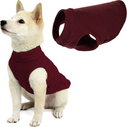 Picture of Gooby Stretch Fleece Vest Dog Sweater - Warm Pullover Fleece Dog Jacket - Winter Dog Clothes for Small Dogs, Large Dogs, Boy or Girl - Soft, Super Stretchy Fleece Vest Dog Sweater - Burgundy, Small