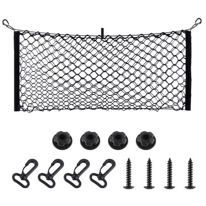 Picture of Amiss Cargo Net Stretchable, Car Exterior Accessories, Adjustable Elastic Trunk Storage Net with Hook for SUVs, Cars and Trucks (11.8"x 31.5")