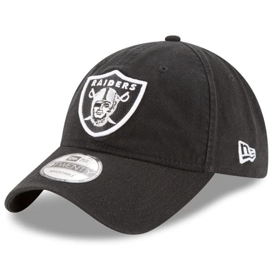 Picture of New Era NFL Core Classic 9TWENTY Team Color Adjustable Hat Cap One Size Fits All (US, Alpha, One Size, Las Vegas Raiders Black, Las Vegas Raiders)