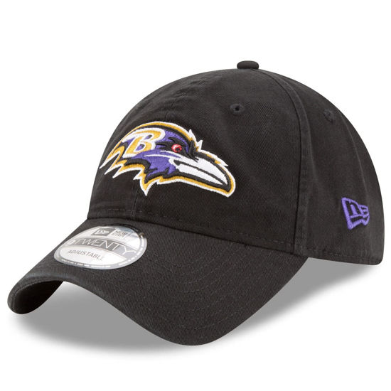 Picture of New Era NFL Core Classic 9TWENTY Team Color Adjustable Hat Cap One Size Fits All (US, Alpha, One Size, Baltimore Ravens Black, Baltimore Ravens)