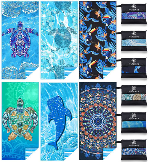 Picture of Microfiber Lightweight Beach Towel Sand Free Quick Dry Absorbent Thin Compact Towels for Swimming Pool Camping Beach Accessories Large Easy Pack Travel Things for Vacation Essentials Gift Adult