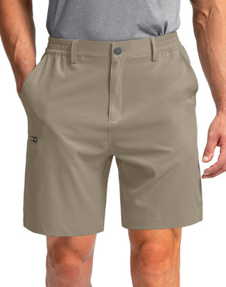 Picture of Pinkbomb Men's Golf Shorts with 6 Pockets Stretch Quick Dry Hiking Work Dress Shorts for Men (Dusty Khaki, Small)