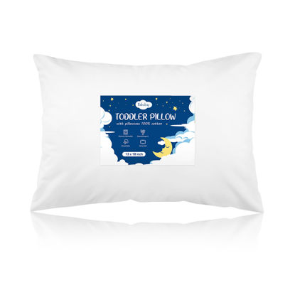 Picture of Babebay Toddler Pillow,13X18 Soft Toddler Pillows for Sleeping, Machine Washable Kids Pillow with Cotton Pillowcase, Perfect for Travel (White)
