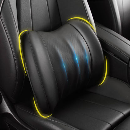 Picture of Lumbar Support Pillow: Memory Foam Lumbar Pillow for Lower Back Pain Relief - Car Back Cushion for Driving - Lumbar Support Pillow for Car-Office Chair, Wheelchair - Classic Black
