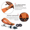 Picture of Nefelibata Guitar Strap with Pick Pocket, Vintage Nylon Full Grain Leather Ends Guitar Straps for Bass, Electric & Acoustic Guitar, with Strap Button, 1 Pair Strap Locks and 4 Guitar Picks (Beige)