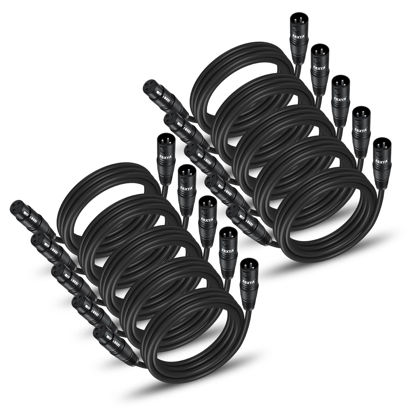 Picture of EBXYA XLR Patch Cable 6 Ft 10 Pack, 3 Pin Male to Female Short Microphone Mic Cable Premium DMX512 Lighting Cable Compatible with Speakers, Mixer, Stage Lighting