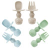 Picture of PandaEar 6 Pack Silicone Baby Spoons and Fork Feeding Set- Anti-Choke First Self Feeding Utensils for Baby Led Weaning Ages 3 Months (Blue, Green&Tan)