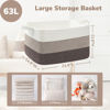 Picture of Goodpick Large Basket, 21.6" x 14.9" x 11.8", Woven Storage Basket for Bedroom, Large Blanket Basket for Living Room, Toy Baskets for Organizing, Rectangle Rope Baskets for Storage, White Brown