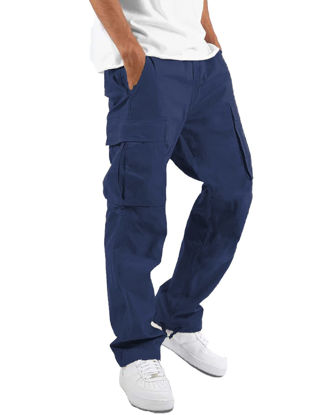 Picture of LYRXXX Men's Casual Cargo Pants Hiking Pants Workout Joggers Sweatpants for Men,Navy,XL