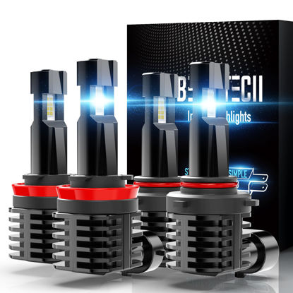 Picture of BEAMTECH 9005 H11 Bulbs, Fanless In Line HB3 H8 H9 Fog Light Bulb 6500K Xenon White Fog Light Of 4