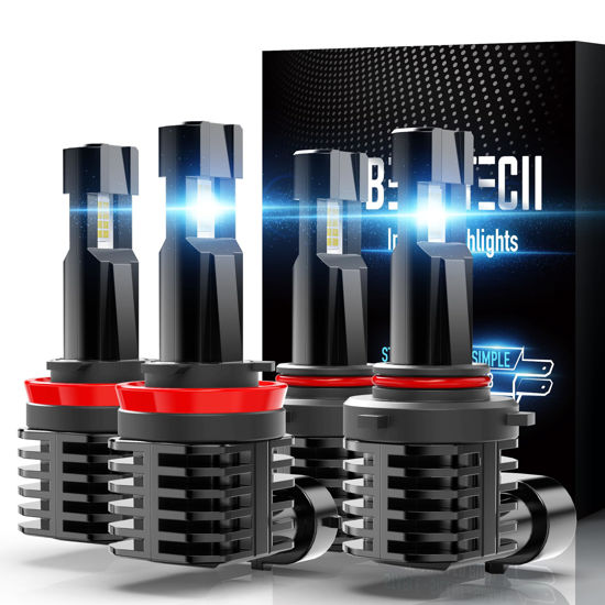Picture of BEAMTECH 9005 H11 Bulbs, Fanless In Line HB3 H8 H9 Fog Light Bulb 6500K Xenon White Fog Light Of 4