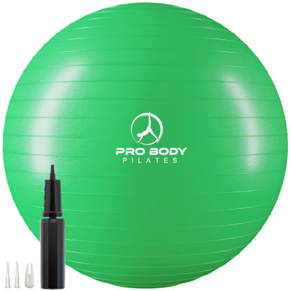 Picture of ProBody Pilates Ball Exercise Ball, Yoga Ball Chair, Multiple Sizes Stability Ball Chair, Gym Grade Birthing Ball for Pregnancy, Fitness, Balance, Workout and Physical Therapy (Green, 65 cm)