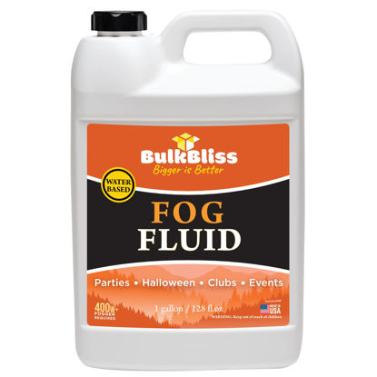 Picture of BulkBliss Fog Liquid and Smoke Machine Fluid - Premium DJ, Event and Halloween Fog Juice, Medium Density (Gallon (128 oz))