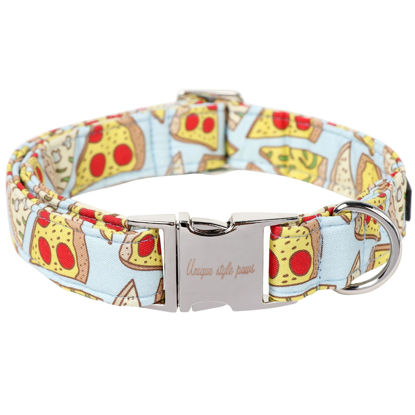 Picture of Unique style paws Dog Collar Metal Buckle Pizza Collar Gift Durable Cute Collar for Small Medium Large Boys Girls Dogs