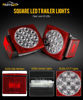 Picture of Partsam 12V Submersible Square Led Trailer Lights, Red White LED Stop Turn Tail License Side Marker Running Light Lamp for Trailers Under 80" Boat Trailer Truck, IP68, Red Clear Lens