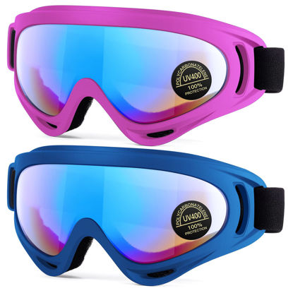 Picture of MAMBAOUT 2-Pack Snow Ski Goggles, Snowboard Goggles for Men, Women, Youth, Kids, Boys or Girls