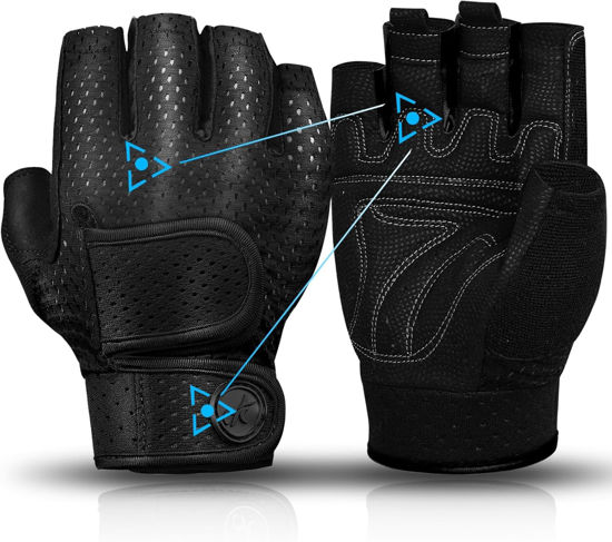 Picture of MOREOK Workout Gloves Padded Weight Lifting Gloves for Men/Women, [3MM Gel] Fingerless Grip Gym Gloves Fitness Gloves Black-XL