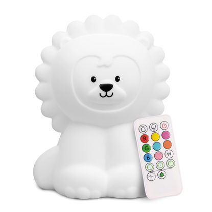 Picture of Lumipets Lion Night Light for Kids, Silicone Nursery Light for Baby Room and Toddler, Portable Night Light for Kids Room, Rechargeable Animal Lights for Girls and Boys, Kawaii Lamp