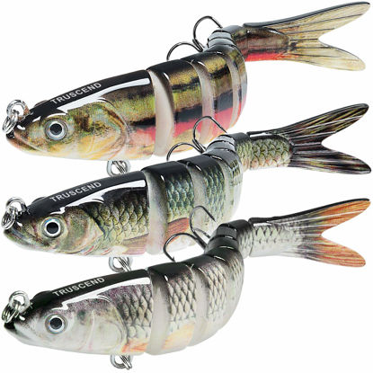 Picture of TRUSCEND Fishing Lures for Bass Trout Multi Jointed Swimbaits Slow Sinking Bionic Swimming Lures Bass Freshwater Saltwater Bass Lifelike Fishing Lures Kit