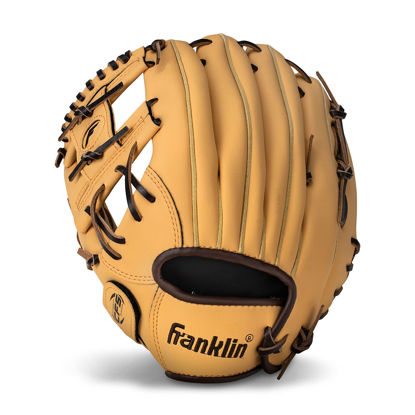 Picture of Franklin Sports Baseball + Softball Glove - Field Master Baseball + Softball Mitt - Adult + Youth Glove - Men's + Women's Baseball + Softball Gloves - Left Hand Throw - 11" - Camel Brown