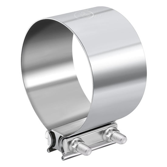 Picture of EVIL ENERGY 4.0 Inch Exhaust Clamp,Butt Joint Band Clamp Sleeve Coupler Stainless Steel for Pipes,Mufflers,Catalytic Converters 4PCS