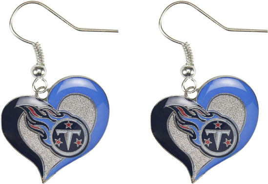 Picture of Aminco NFL Tennessee Titans Swirl Heart Earrings, 2.5