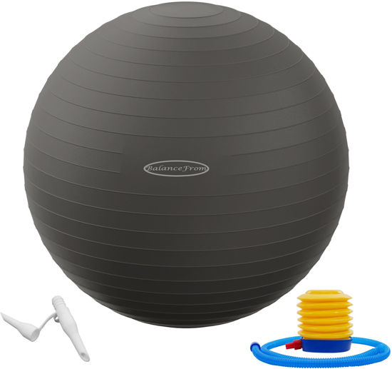 Picture of Signature Fitness Anti-Burst and Slip Resistant Exercise Ball Yoga Ball Fitness Ball Birthing Ball with Quick Pump, 2,000-Pound Capacity, Gray, 34-inch, XLL