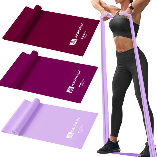 Picture of A AZURELIFE Resistance Bands,Professional Non-Latex Elastic Stretch Bands，Long Flat Exercise Bands for Physical Therapy, Yoga, Pilates, Rehab, at-Home or The Gym Workouts, Strength Training