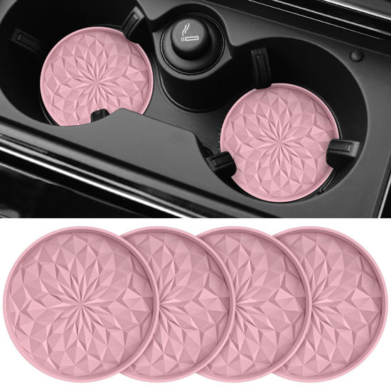 Picture of ME.FAN Car Cup Coaster [4 Pack] Silicone Car Coasters/Cup Mats - 2.75In Universal Non-Slip Recessed Car Interior Accessories - Car Cup Holder Insert Coasters Dusty Rose