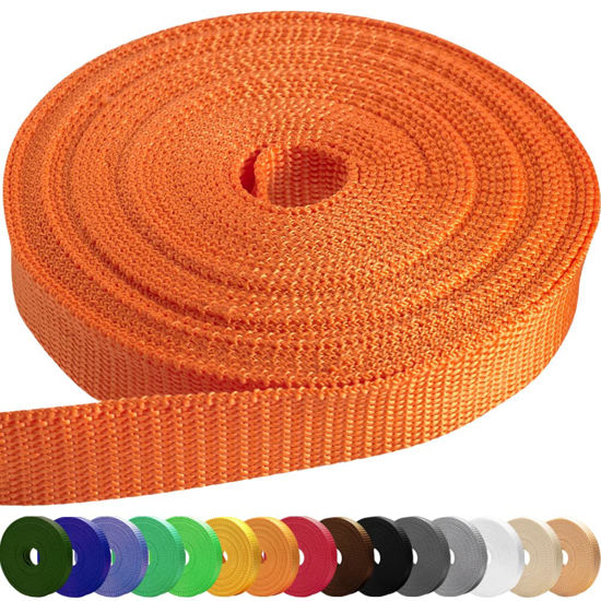 Picture of TECEUM 1 Inch Webbing - Orange - 10 Yards - 1” Webbing for Climbing Outdoors Indoors Crafting DIY nw