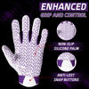 Picture of HANDLANDY Football Gloves Youth, Sticky Kids Receiver Gloves for Boys Girls, Stretch Fit Flag Football Gloves (White and Purple, X-Large)