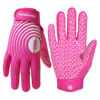 Picture of HANDLANDY Youth Football Gloves, Sticky Wide Receiver Gloves for Kids & Adult, Pink Stretch Fit Football Gloves (Pink and White, Large)