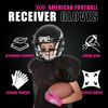 Picture of HANDLANDY Youth Football Gloves, Sticky Wide Receiver Gloves for Kids & Adult, Pink Stretch Fit Football Gloves (Pink and White, Large)