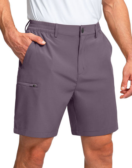 Picture of Pinkbomb Men's Golf Shorts with 6 Pockets Stretch Quick Dry Hiking Work Dress Shorts for Men (Dusty Purple, 4X-Large)