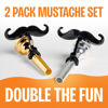 Picture of (2 Pack) Clip On Mustache for Small Shank Trombone with Protective Case - Durable Trombone Mustache with Firm Shank Grips, Easy Trombone Mouthpiece Add-on for Fun Shows, Ideal Trombone Accessories
