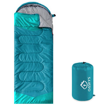 Picture of oaskys Camping Sleeping Bag - 3 Season Warm & Cool Weather - Summer Spring Fall Lightweight Waterproof for Adults Kids - Camping Gear Equipment, Traveling, and Outdoors