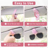 Picture of SINGARO Sunglasses Holder for Car, Leather Magnetic Buckle Sun Visor Sunglass Clip, Ticket Card Storage Glasses Clip, Car Interior Accessories for Men and Women（Pink）