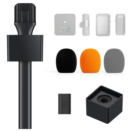 Picture of TONOR Mic Handle for DJI RODE Microphone, Handheld Mic Stand for Wireless GO, Interview Microphone Rig for All Lavalier Mic, Wireless Mic Adapter for Vlogging, Interview, Podcast, Reports, TP20