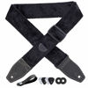 Picture of YIKOKO Guitar Strap 2 inch Velvet Guitar Straps with Full Grain Leather End, for Bass Electric and Acoustic Guitars, Free Strap Button, 2 Strap Locks and 4 Guitar Picks