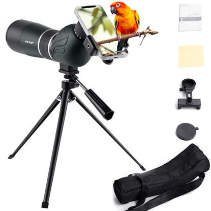 Picture of K&F Concept 20-60x60 Spotting Scopes for Target Shooting, Waterproof Spotter Scope with Tripod & Phone Adapter, 131-66ft/1000yds BAK4 45°Angled Eyepiece Range Scope for Bird Watching Wildlife Hunting