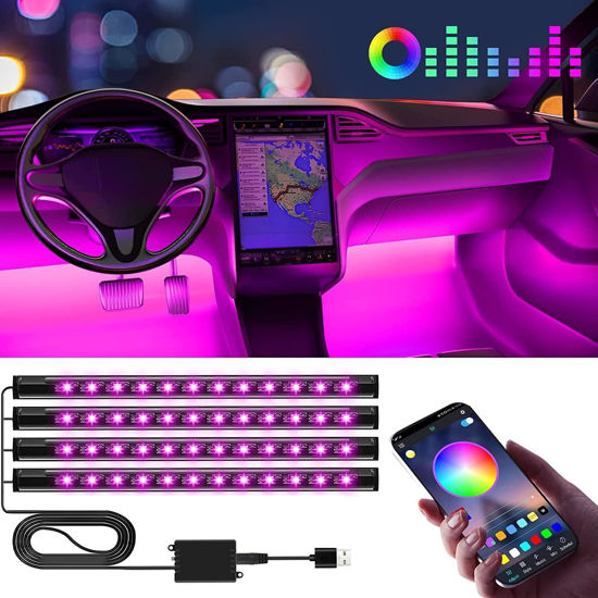 Picture of Winzwon Car Accessories, Car Led Lights, Gifts for Men Him Mom Women, APP Control Inside Car Light with USB Port, Lights for Cars Interior 2 Pack