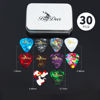 Picture of BigDeer 30 pack Celluloid Guitar Picks ，includes Thin,Medium, Heavy & Extra Heavy Picks Plectrums for Acoustic Guitar,Ukulele,Bass Wrapped in tin box