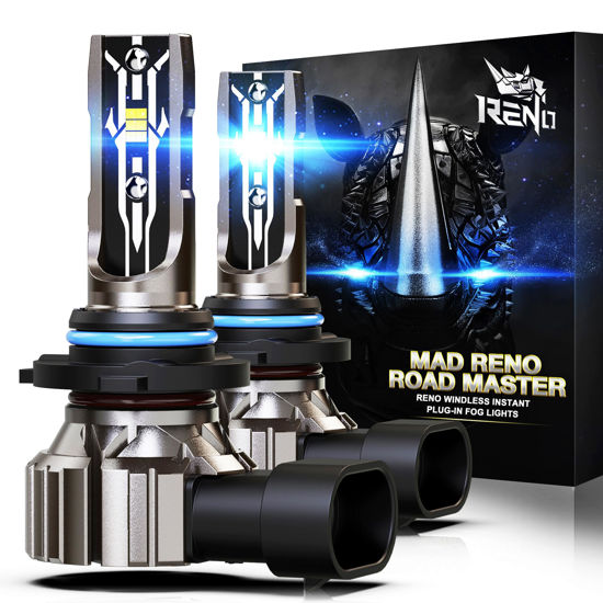 Picture of RENO 9006 LED Bulbs, HB4 LED 12000LM 6500K Cool White 9006 HB4 Bulb Fog Light Fanless In Line Plug and Play, Pack of 2