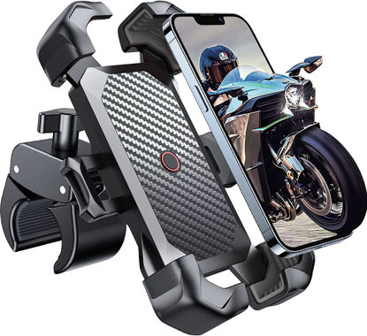 Picture of JOYROOM Motorcycle Phone Mount, [1s Auto Lock][100mph Military Anti-Shake] Bike Phone Holder for Bicycle, [10s Quick Install] Handlebar Phone Mount, Compatible with iPhone, Samsung, All Cell Phone