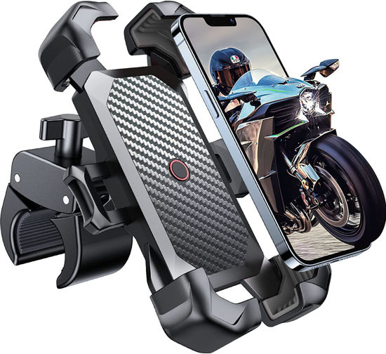 Picture of JOYROOM Motorcycle Phone Mount, [1s Auto Lock][100mph Military Anti-Shake] Bike Phone Holder for Bicycle, [10s Quick Install] Handlebar Phone Mount, Compatible with iPhone, Samsung, All Cell Phone