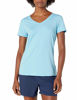 Picture of Amazon Essentials Women's Tech Stretch Short-Sleeve V-Neck T-Shirt (Available in Plus Size), Pack of 2, Neon Pink/Blue, X-Small