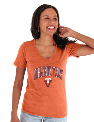 Picture of Blue 84 Virginia Tech Hokies Women's Tri-Blend T-Shirt Vintage Arch Over Secondary Color, Orange, Medium