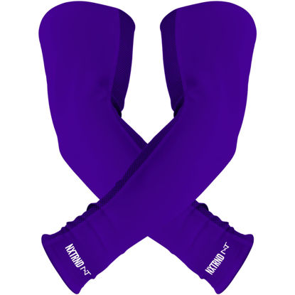 Picture of Nxtrnd Air-TEK Arm Sleeves, Breathable Football Arm Sleeves, Compression Arm Sleeves for Men, Sold as a Pair (Large, Purple)