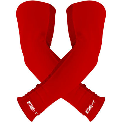 Picture of Nxtrnd Air-TEK Arm Sleeves, Breathable Football Arm Sleeves, Compression Arm Sleeves for Men, Sold as a Pair (Medium, Red)